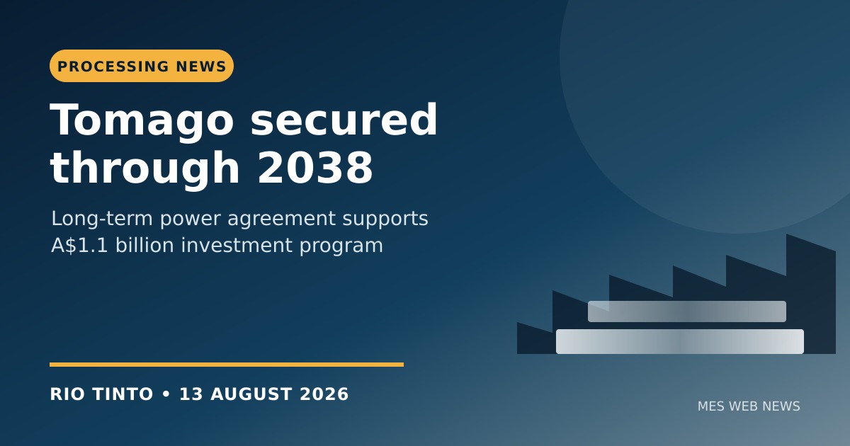 Tomago agreement secures smelter through 2038 and backs A$1.1bn investment