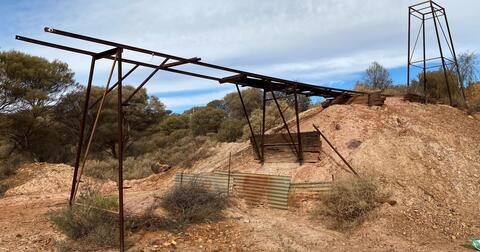 Historic Mon Ami mine infrastructure near Laverton