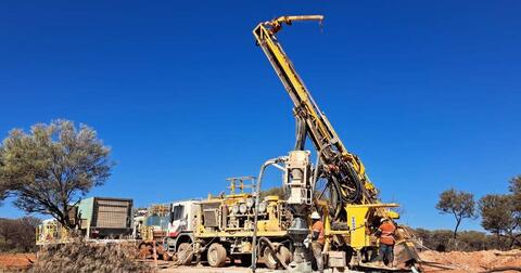 Reverse-circulation drilling at the Amy Clarke gold discovery in Western Australia